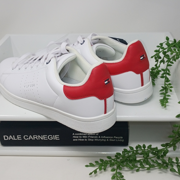 Tommy Hilfiger Men's White and Red Athletic Shoes - Picture 2 of 7